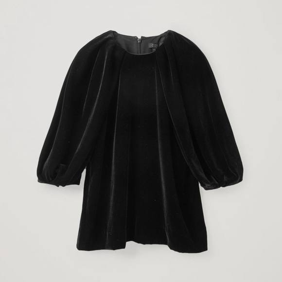 COS Velvet Puff-Sleeved Top Black Size 10 - Picture 4 of 12